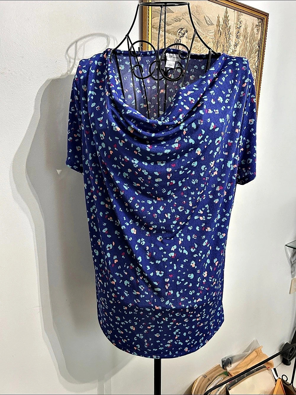 Jaclyn Smith Floral Tunic in Blue Size Large Like New